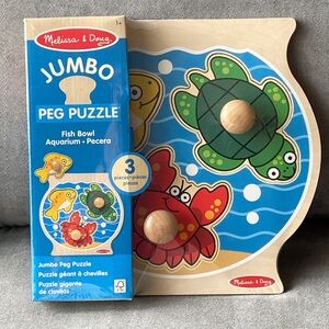 NWT Melissa & Doug Wooden Peg Fish Knob Puzzle